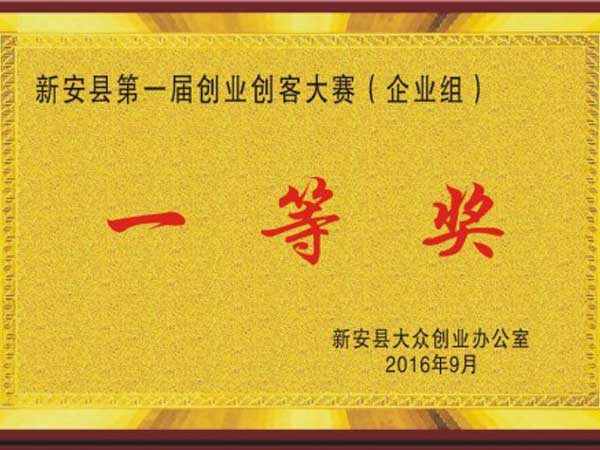 
                                企業(yè)獲得新安縣第一屆創(chuàng)業(yè)創(chuàng)客大賽第一名！
                            